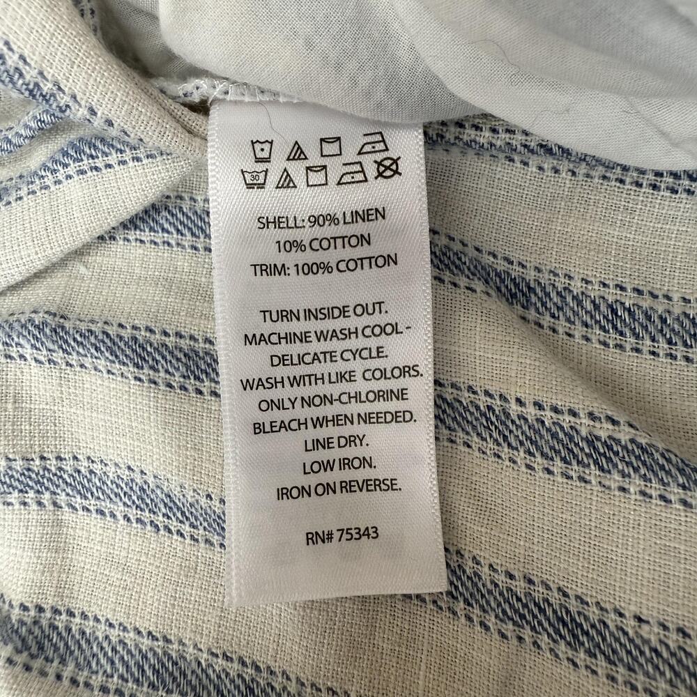 Tahari Pants Womens XL Blue Cream Stripe Linen Blend Wide Leg Cropped High Rise - Picture 5 of 11